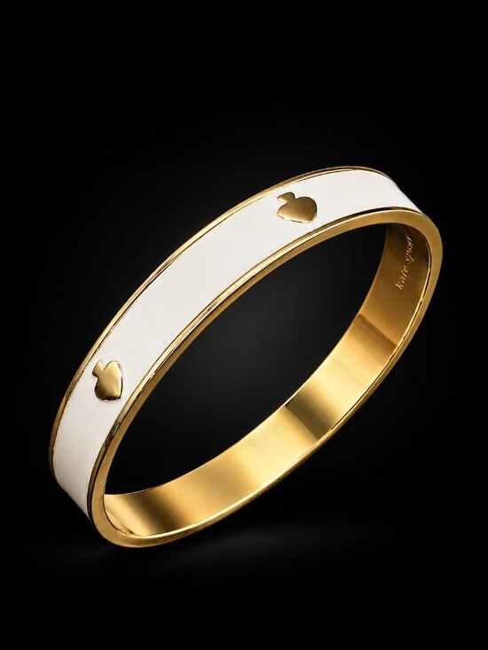 kate spade Accessories - KATE SPADE New York White Enamel Gold Tone Spade Bangle Bracelet w/Dust Bag